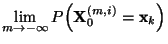 $\displaystyle \lim\limits_{m\to-\infty}
P\Bigl({\mathbf{X}}_0^{(m,i)}={\mathbf{x}}_k\Bigr)$