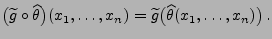 $\displaystyle \bigl(\widetilde
g\circ\widehat\theta\bigr)(x_1,\ldots,x_n)=\widetilde
g\bigl(\widehat\theta(x_1,\ldots,x_n)\bigr)\,.
$