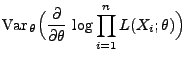 $\displaystyle {\rm Var\,}_\theta\Bigl(\frac{\partial}{\partial\theta}\,\log\prod\limits_{i=1}^n
L(X_i;\theta)\Bigr)$