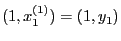 $ (1,x_1^{(1)})=(1,y_1)$