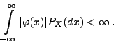 $\displaystyle \int\limits_{-\infty}^\infty\vert\varphi(x)\vert P_X(dx)<\infty\,.$