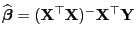 $\displaystyle \widehat{\boldsymbol{\beta}}=({\mathbf{X}}^\top{\mathbf{X}})^-{\mathbf{X}}^\top{\mathbf{Y}}
$