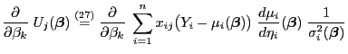 % latex2html id marker 47769
$\displaystyle \frac{\partial}{\partial\beta_k}\;U_...
...u_i}{d\eta_i}({\boldsymbol{\beta}})\;\frac{1}{\sigma_i^2({\boldsymbol{\beta}})}$