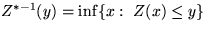 $Z^{*-1}(y)=\inf\{x: \ Z(x)\le y\}$