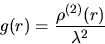 \begin{displaymath}
g(r) = \frac{\rho^{(2)} (r)}{\lambda^2}\end{displaymath}
