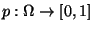 $ p:\Omega \rightarrow [0,1]$