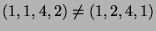 $ (1,1,4,2)\neq (1,2,4,1)$