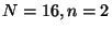 $ N=16, n=2$