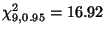$ \chi^2_{9,0.95}=16.92$