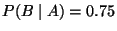 $ P(B\mid A)=0.75$