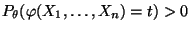 $ P_\theta(\varphi(X_1,\ldots,X_n)=t)>0$