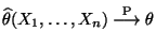 $ \widehat\theta(X_1,\ldots,X_n)
\stackrel{{\rm P}}{\longrightarrow}\theta$