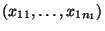 $ (x_{11},\ldots,x_{1n_1})$