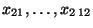 $ x_{21},\ldots,x_{2\,12}$
