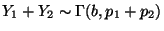 $ Y_1+Y_2\sim \Gamma(b,p_1+p_2)$