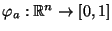 $ \varphi_a:\mathbb{R}^n\to[0,1]$