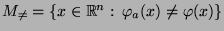 $ M_{\not=}=\{x\in\mathbb{R}^n:\,\varphi_a(x)\not=\varphi(x)\}$