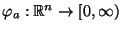 $ \varphi_a:\mathbb{R}^n\to[0,\infty)$