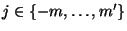 $ j\in\{-m,\ldots,m^\prime\}$