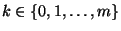 $ k\in\{0,1,\ldots,m\}$