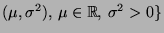 $ (\mu,\sigma^2),\,\mu\in\mathbb{R},\,
\sigma^2> 0\}$