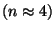 $ (n\approx 4)$