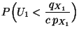 $\displaystyle P\Bigl(U_1<\frac{q_{X_1}}{c\,p_{X_1}}\Bigr)$