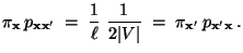 $\displaystyle \pi_{\mathbf{x}}\,p_{{\mathbf{x}}{\mathbf{x}}^\prime}\;=\;\frac{1...
...V\vert}
\;=\;\pi_{{\mathbf{x}}^\prime}\,p_{{\mathbf{x}}^\prime{\mathbf{x}}}\,.
$