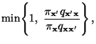 $\displaystyle \min\Biggl\{1,\;\frac{\pi_{{\mathbf{x}}^\prime}q_{{\mathbf{x}}^\p...
...{\mathbf{x}}}}{
\pi_{\mathbf{x}}q_{{\mathbf{x}}{\mathbf{x}}^\prime}}\Biggr\}\,,$