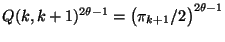 $ Q(k,k+1)^{2\theta-1}=\bigl(\pi_{k+1}/2\bigr)^{2\theta-1}$