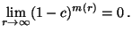 $\displaystyle \lim\limits_{r\to\infty} (1-c)^{m(r)}=0\,.$