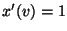 $ x^\prime(v)=1$