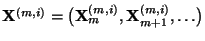 $ {\mathbf{X}}^{(m,i)}=\bigl({\mathbf{X}}_m^{(m,i)},{\mathbf{X}}_{m+1}^{(m,i)},\ldots\bigr)$