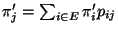 $ \pi_j^\prime=\sum_{i\in E}\pi_i^\prime p_{ij}$