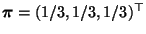 $ {\boldsymbol{\pi}}=(1/3,1/3,1/3)^\top$