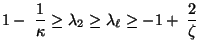 $\displaystyle 1-\;\frac{1}{\kappa}\ge\lambda_2\ge\lambda_\ell\ge-1+\;\frac{2}{\zeta}$