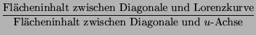 $\displaystyle \frac{\mbox{Flächeninhalt zwischen Diagonale und
Lorenzkurve}}{\mbox{Flächeninhalt zwischen Diagonale und
$u$-Achse}}$
