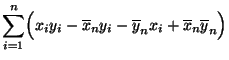 $\displaystyle \sum\limits_{i=1}^n\Bigl(x_iy_i-\overline x_n
y_i-\overline y_n x_i+\overline x_n\overline y_n\Bigr)$