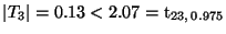 $ \vert T_3\vert=0.13<2.07={\rm t}_{23,\,0.975}$