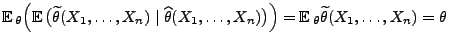 $\displaystyle {\mathbb{E}\,}_\theta\Bigl({\mathbb{E}\,}\bigl(\widetilde\theta(X...
...X_n)\bigr)\Bigr)={\mathbb{E}\,}_\theta\widetilde\theta(X_1,\ldots,X_n)=\theta
$