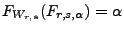 $ F_{W_{r,s}}(F_{r,s,\alpha})=\alpha$