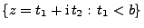 $ \{z=t_1+{\rm i}\,t_2:\,t_1<b\}$