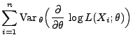 $\displaystyle \sum\limits_{i=1}^n
{\rm Var\,}_\theta\Bigl(\frac{\partial}{\partial\theta}\,\log
L(X_i;\theta)\Bigr)$