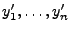 $ y^\prime_1,\ldots,y^\prime_n$