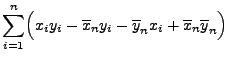 $\displaystyle \sum\limits_{i=1}^n\Bigl(x_iy_i-\overline x_n
y_i-\overline y_n x_i+\overline x_n\overline y_n\Bigr)$