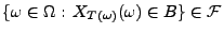 $ \{\omega\in\Omega:\,X_{T(\omega)}(\omega)\in B\}\in \mathcal{F}$