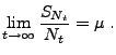 $\displaystyle \lim\limits_{t\to\infty}\frac{S_{N_t}}{N_t}=\mu\;.$