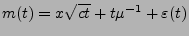 $ m(t)=x\sqrt{ct}+t\mu^{-1}+\varepsilon(t)$