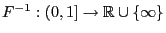 $ F^{-1}:(0,1]\to\mathbb{R}\cup\{\infty\}$