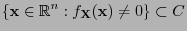 $\displaystyle \{{\mathbf{x}}\in\mathbb{R}^n:f_{\mathbf{X}}({\mathbf{x}})\not= 0\}\subset C $